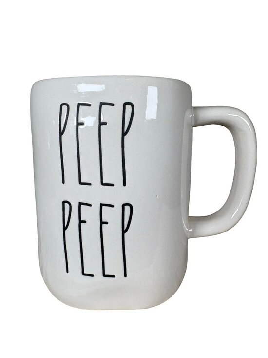 Rae Dunn PEEP PEEP Mug Easter Spring Farmhouse White Ceramic Cup - Picture 2 of 9